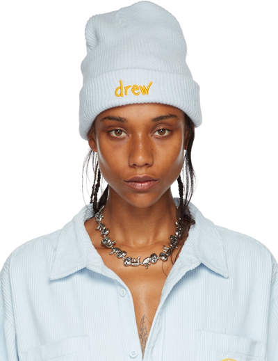 Drew House Ssense Exclusive Blue Scribble Beanie In Baby Blue