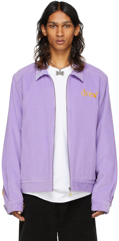 Drew House Ssense Exclusive Purple Painted Mascot Jacket In Lavender