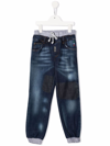Philipp Plein Junior Drawstring-waist Jeans In Blue