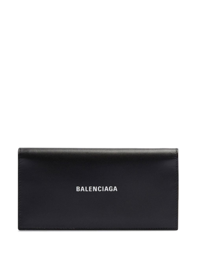 Balenciaga Logo-print Bi-fold Wallet In Black