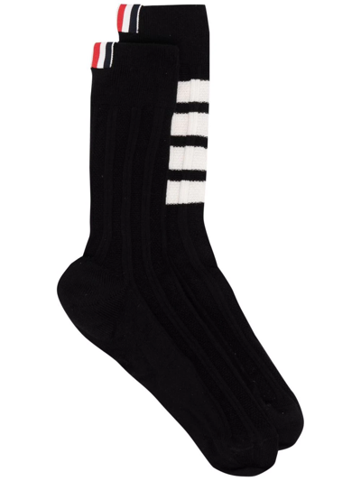 Thom Browne 4-bar Striped Socks In Black