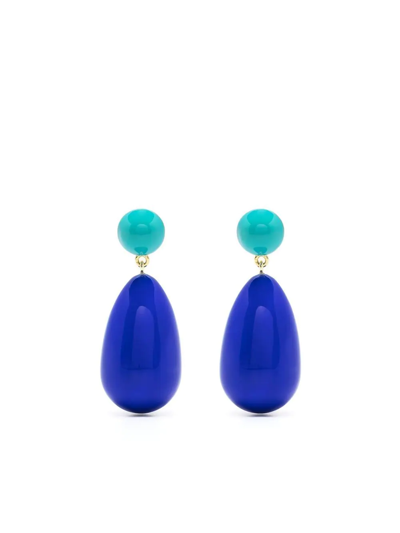 Eshvi Two-tone Drop Earrings In Blue