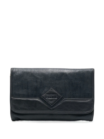 Pre-owned Gianfranco Ferre 1990s Debossed-logo Clutch Bag In Blue