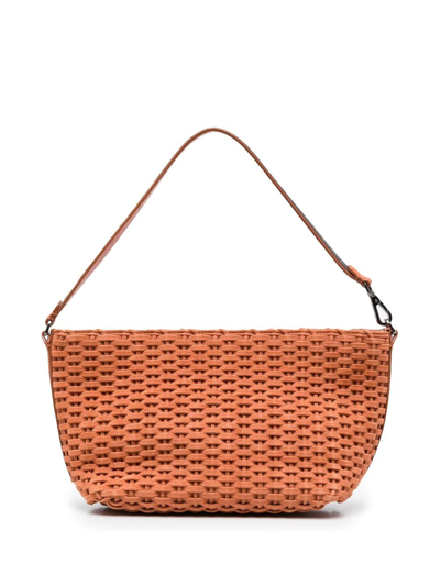 Brunello Cucinelli Woven Shoulder Bag In Orange