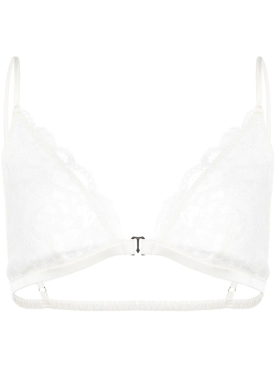 Fleur Du Mal Charlotte Lace Triangle Bra In Ivory