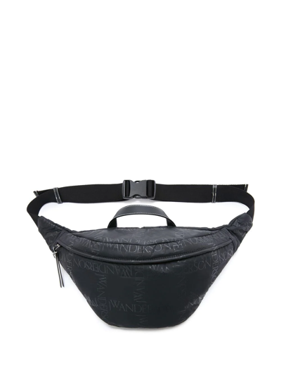 Jw Anderson Logo-jacquard Leather-trim Belt Bag In Black