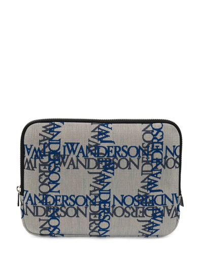 Jw Anderson Logo-print Ipad Pouch In White