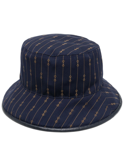 Gucci Reversible Gg And Horsebit Bucket Hat In Blue