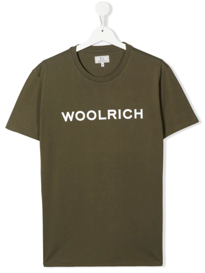 Woolrich Teen Logo-print T-shirt In Green