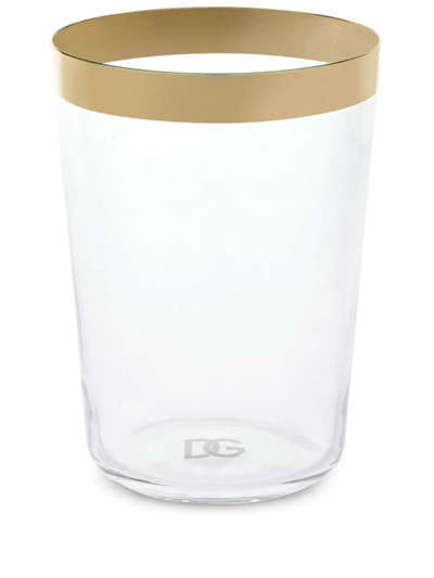 Dolce & Gabbana Striped-border Drinking Glasses (set Of 2) In White