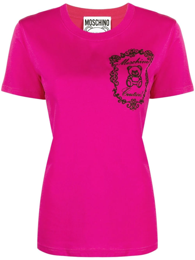 Moschino Logo-printed Cotton T-shirt In Pink