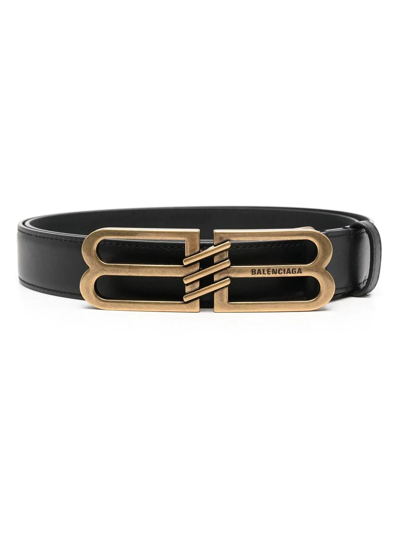 Balenciaga Black Bb Signature Leather Belt