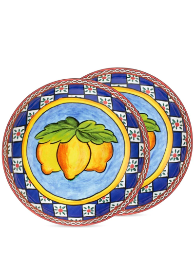 Dolce & Gabbana Set Of Two Dolce Carretto 20cm Soup Plates In Blue