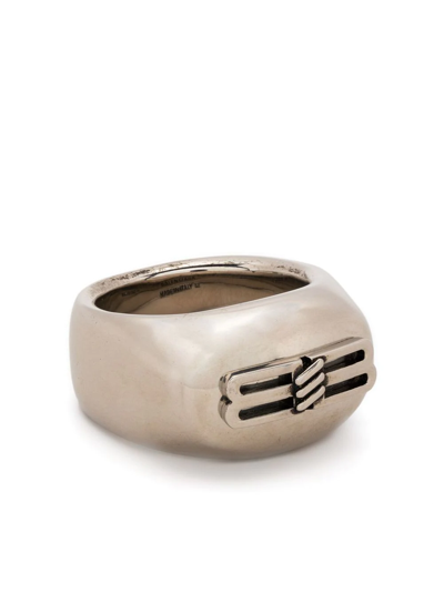 Balenciaga Licence Bb-plaque Ring In Silver