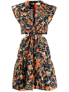 A.l.c Lexi Floral Cut-out Twist Front Mini Dress In Blue