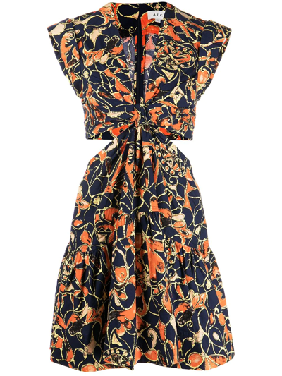 A.l.c Lexi Floral Cut-out Twist Front Mini Dress In Multi