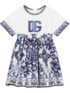 Dolce & Gabbana Majolica-print Cotton Dress In Blue