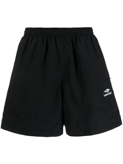 Balenciaga Cities Straight-leg Logo-print Cotton-jersey Shorts In Black