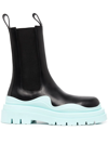 Bottega Veneta Men's The Tire Leather Chunky Chelsea Boots In Black Pale Blue