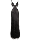 Cult Gaia Cutout-detail Feather-trimmed Long Dress In Black