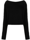 Balmain Raised-logo Boat-neck Jumper In Black