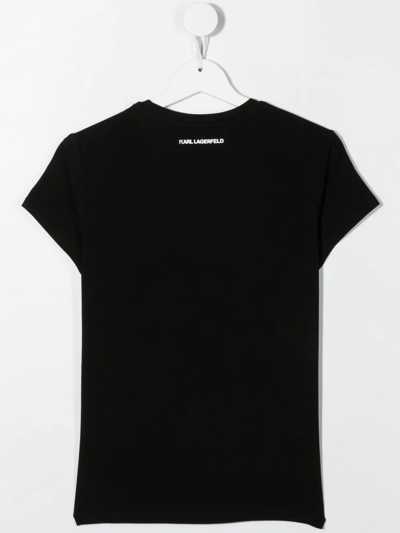 Karl Lagerfeld Teen Graphic-print T-shirt In Black