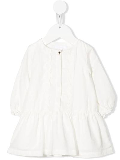 Chloé Babies' Round-neck Long-sleeve Dress In White