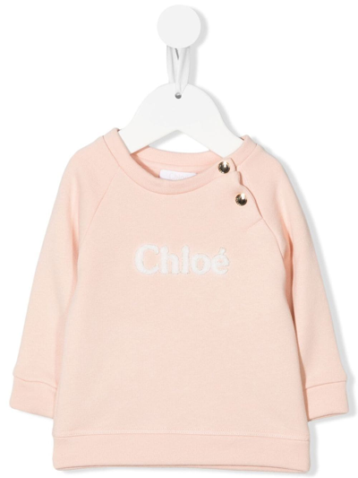 Chloé Babies' Girls Pink Cotton Sweatshirt