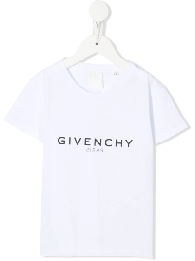 Givenchy Kids' Logo印花棉t恤 In White