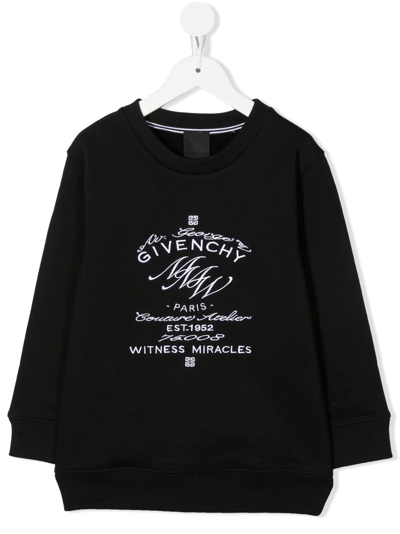 Givenchy Kids' Logo-embroidered Long-sleeve Sweatshirt In Black