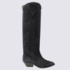 Isabel Marant Denvee Suede Tall Western Boots In Faded Black