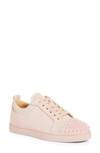 Christian Louboutin Louis Junior Spikes Cap-toe Suede Sneakers In Pink