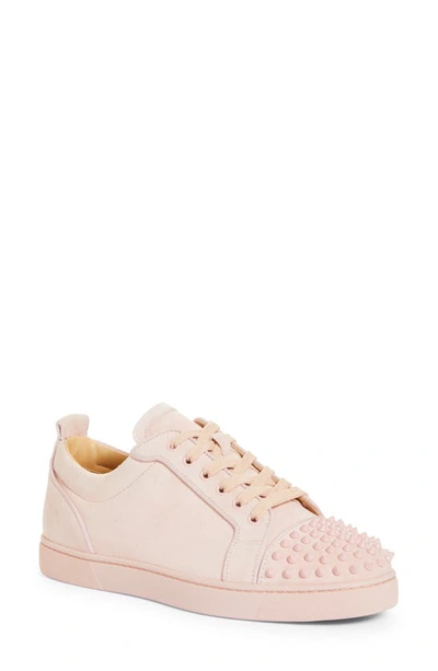Christian Louboutin Louis Junior Spikes Cap-toe Suede Trainers In Pink