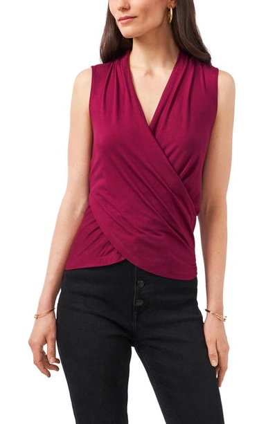 1.state Surplice Sleeveless Top In Ruby Plume