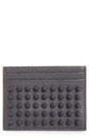 Christian Louboutin Kios Spikes Calfskin Leather Card Case In Smoky