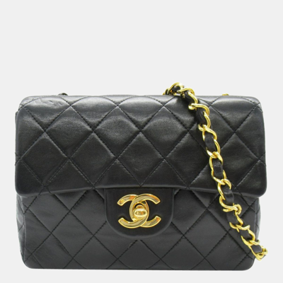 Pre-owned Chanel Black Caviar Leather Mini Square Classic Single Flap ...