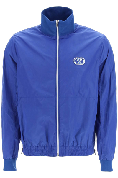 Valentino Blue Nylon Sweatshirt With Signature Vlogo