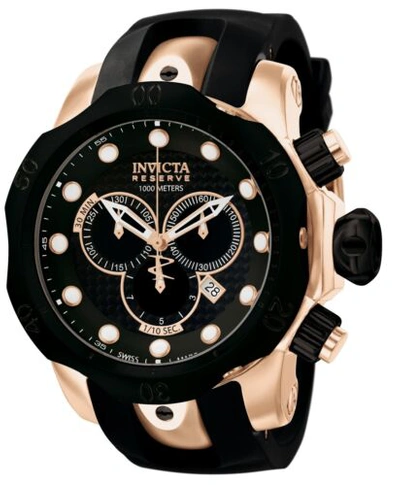 Pre-owned Invicta Men's 0361 Reserve Collection Venom Chronograph Black Polyurethane Watch