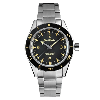 Pre-owned San Martin Sn051-g Seamaster Automatic Sandwich Dial 39mm 20atm Men Diver Watch In Black