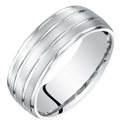 Pre-owned Oravo Men's 14k White Gold Wedding Ring, 7mm, Satin Finish, Comfort Fit Sizes 8 To 14