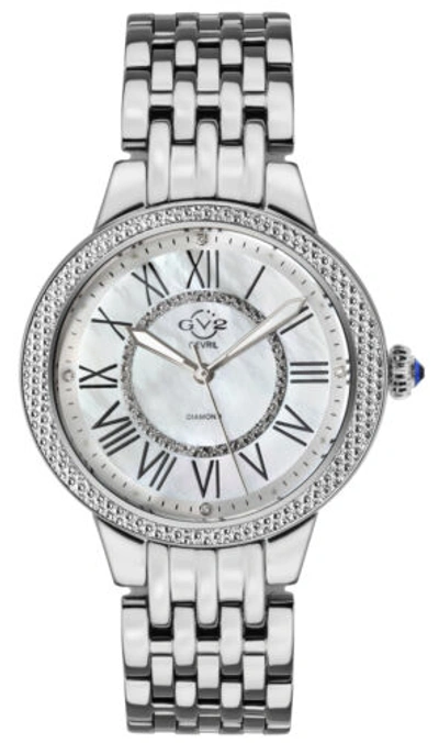 Pre-owned Gv2 By Gevril Women's 9140 Astor Ii Diamond Mop Dial Stainless Steel Watch