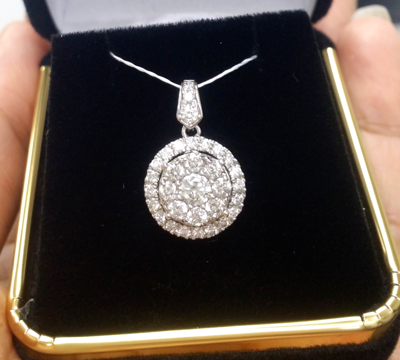 Pre-owned Handmade Deal 1.00 Ctw Genuine Diamond Halo Ladies Pendant Charm 14 K Yellow Gold