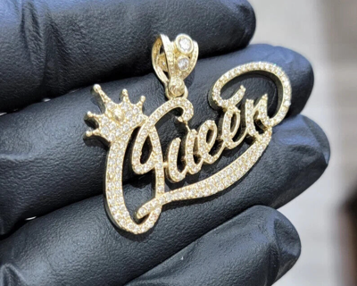 Pre-owned Online0369 1.0 Ct Rd Cubic Zirconia Mens Customize Name Logo Charm Pendant Free Stud In White