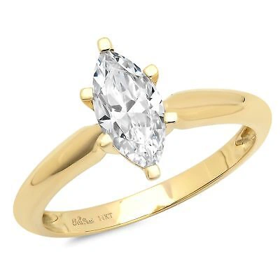 Pre-owned Pucci 1.2ct Marquise Simulated Diamond Engagement Anniversary Ring 14k Yellow Gold In White/colorless