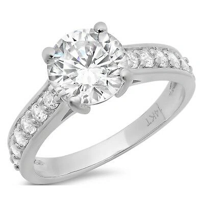 Pre-owned Pucci 2.05ct Round Vvs1 Simulated Diamond Engagement Anniversary Ring 14k White Gold