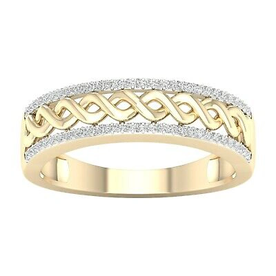 Pre-owned Amouria 10k Yellow Gold 0.16ct Tdw Diamond Cuban Link Men's Ring In H-i