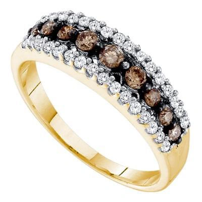 Pre-owned Bocagold 14k Gold Womens Brown Diamond Band Ring 1/2cttw Size 7