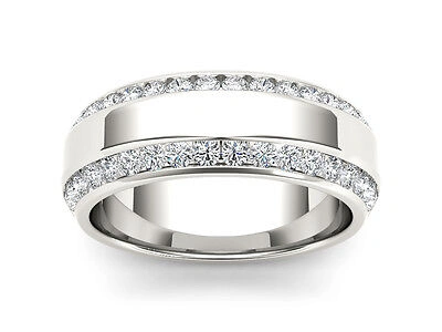 Pre-owned Igi 14k White Gold 0.900 Ct Diamond Men's Wedding Band Ring In White/colorless