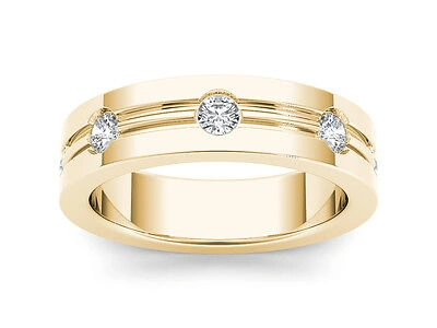 Pre-owned Amouria 14k Yellow Gold 0.500 Ct Diamond Men's Wedding Band Ring
