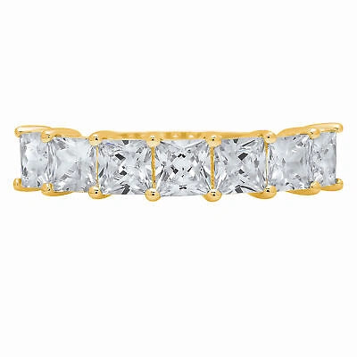 Pre-owned Pucci 1.65ct Princess Simulated Diamond Statement Engagement Band 14k Yellow Gold In White/colorless